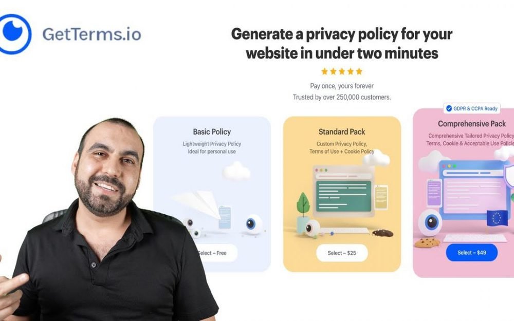 Privacy, terms, and cookie policy generator for your website GetTerms