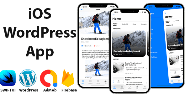 SwiftUI iOS WordPress App for Blog and News Site with AdMob, Firebase Push Notification and Widget