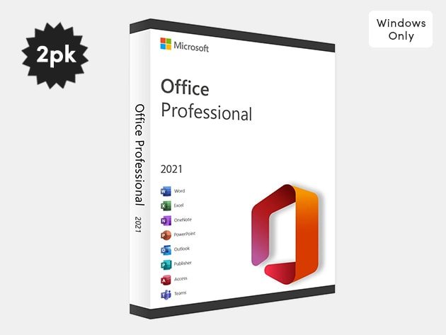 Microsoft Office Professional 2021 for Windows: Lifetime License (2-Pack)