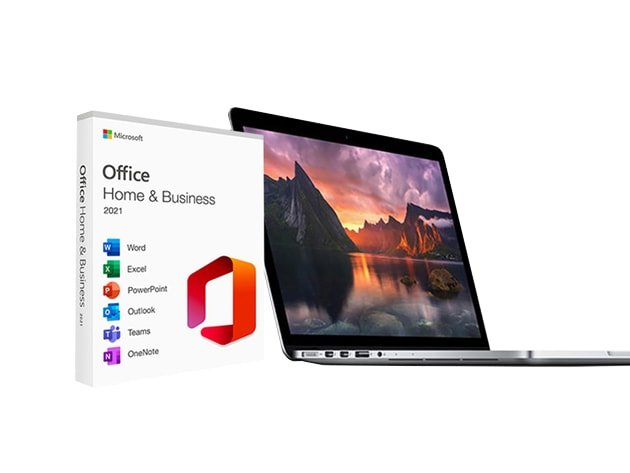Refurbished Apple MacBook Pro 13.3" Core i5 8GB/128GB (2015) - Silver PLUS Microsoft Office Home & Business for Mac 2021: Lifetime License